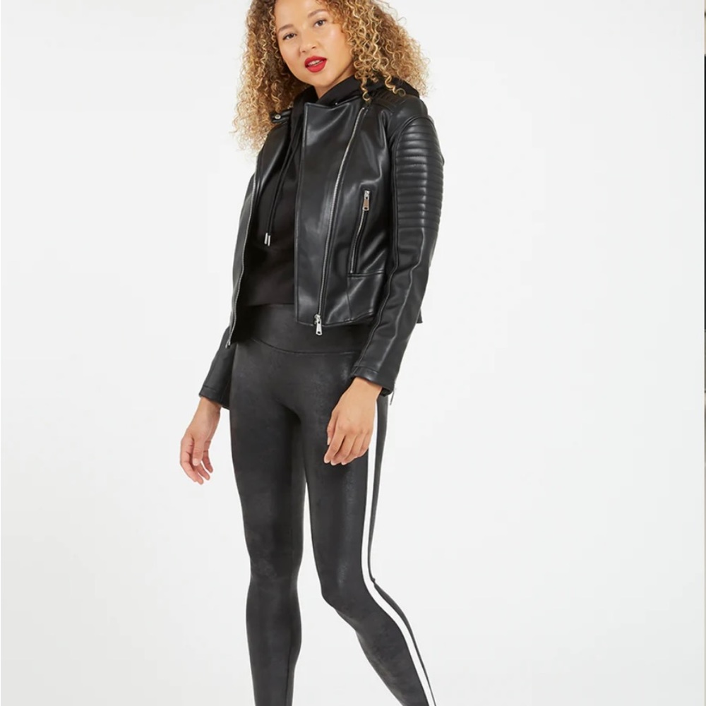 Spanx Faux Leather Side Stripe Leggings